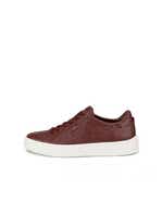 Women's ECCO® Street Tray Leather Sneaker - Red - Outside