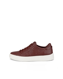 Women's ECCO® Street Tray Leather Sneaker - Red - Outside