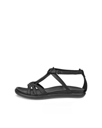 Women's ECCO® Simpil Leather Flat Sandal - Black - Outside