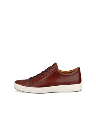 Men's ECCO® Soft 7 Leather Sneaker - Brown - Outside