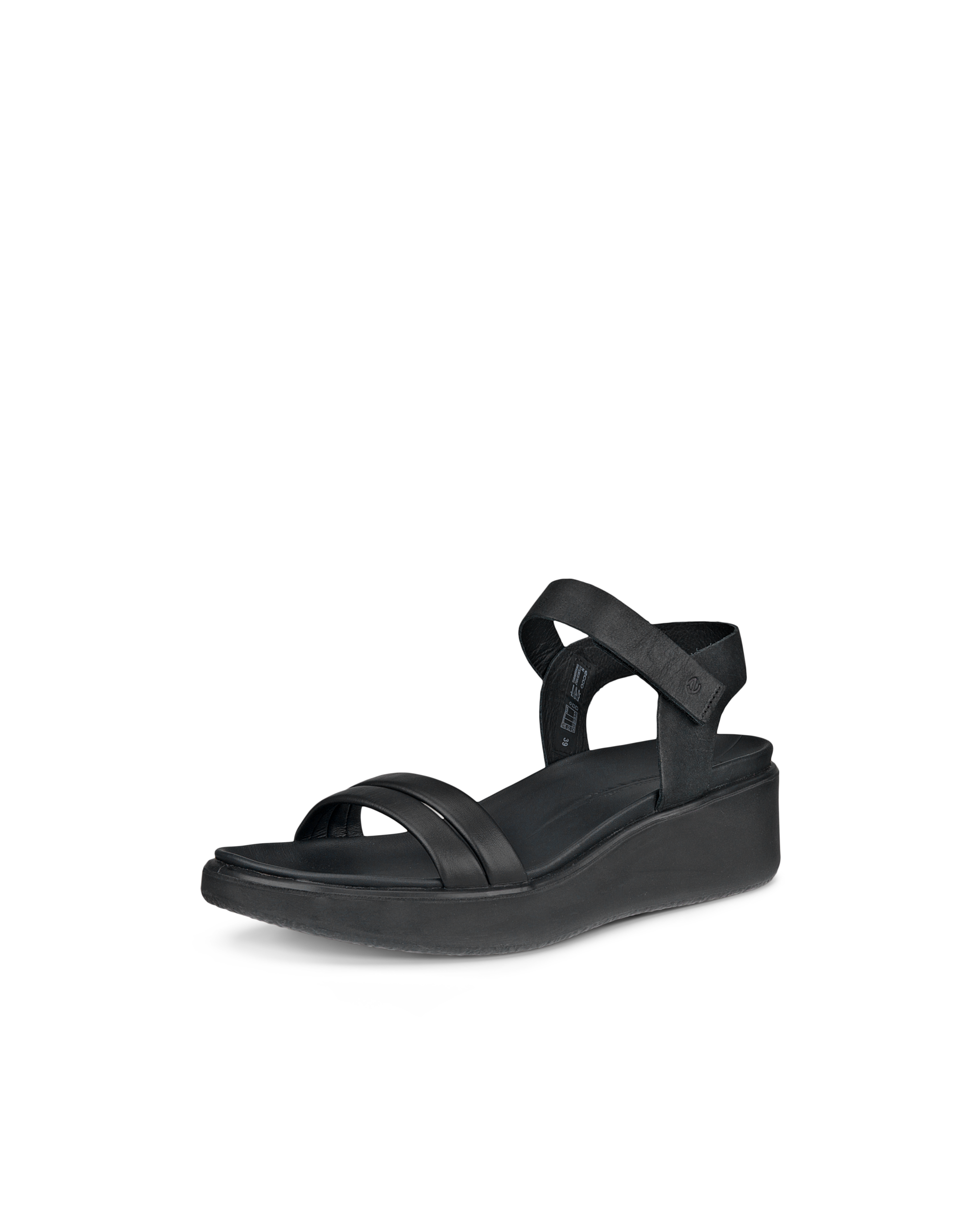 Women's ECCO® Flowt LX Leather Wedge Sandal - Black - Main