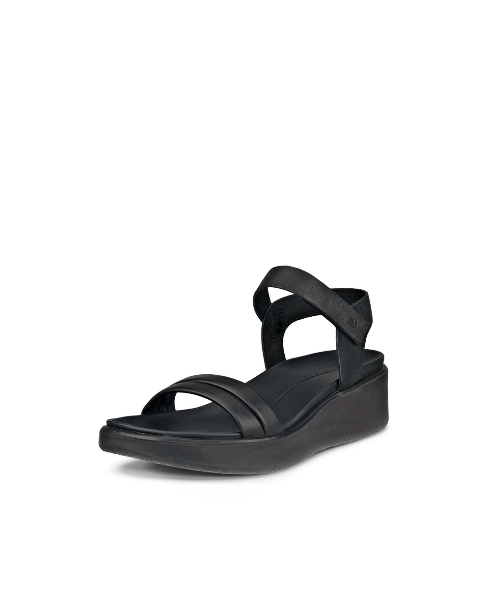 Women's ECCO® Flowt LX Leather Wedge Sandal - Black - Main