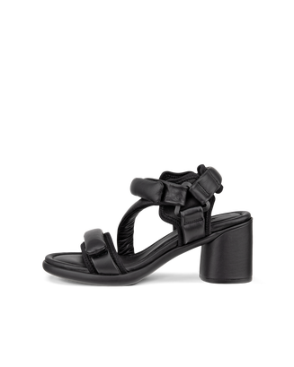 Women's ECCO® Sculpted LX 55 Leather Puffy Heel Sandal - Black - Outside