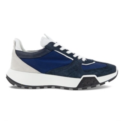 Men's ECCO® Retro Sneaker Textile Sneaker - Blue - Outside