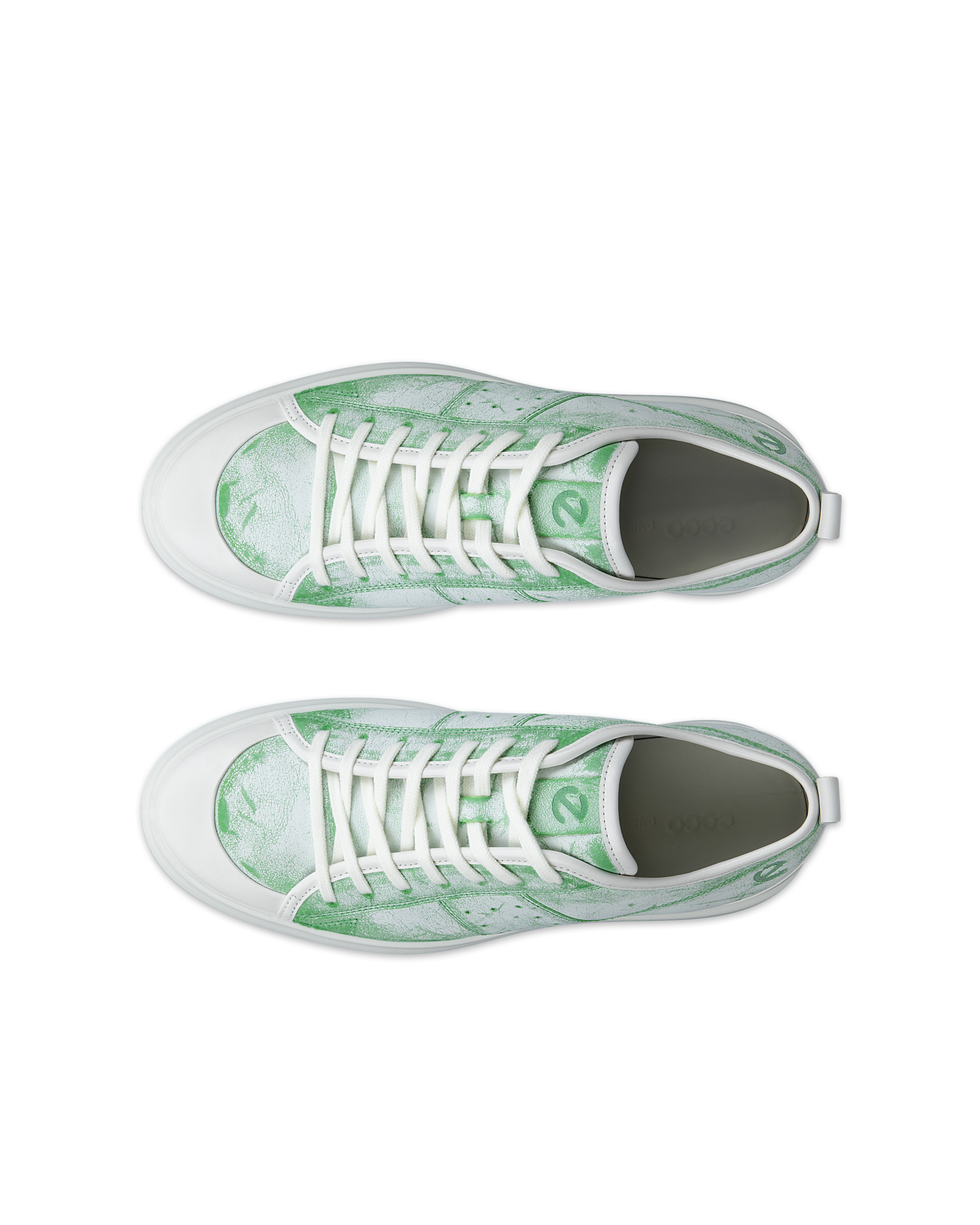 남성 ECCO® Street Ace 가죽 트레이너 - Green - Top left pair