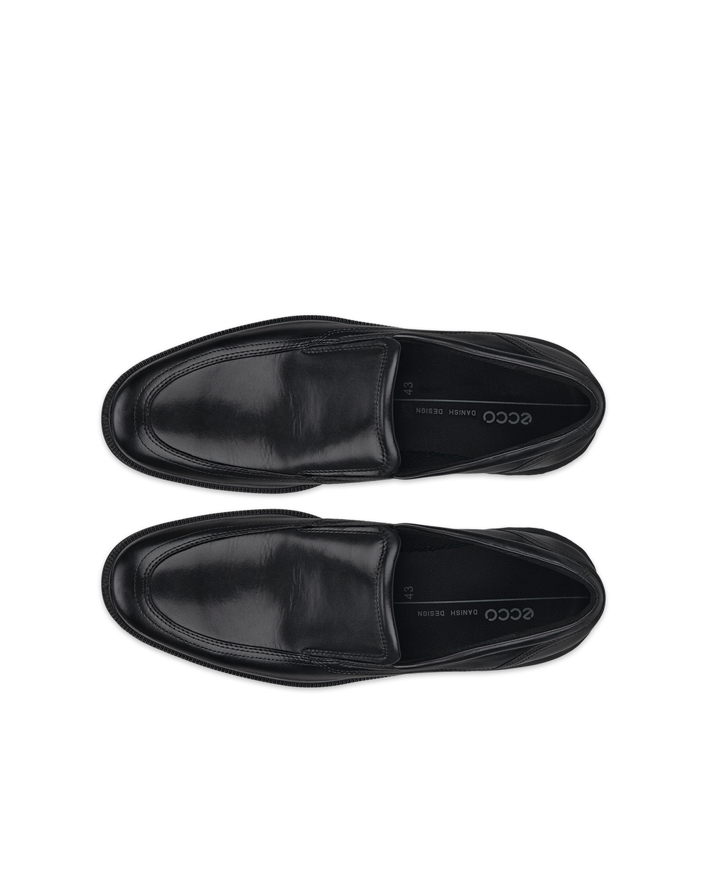 Men's ECCO® Maitland Leather Apron-Toe Slip-On - Black - Top left pair