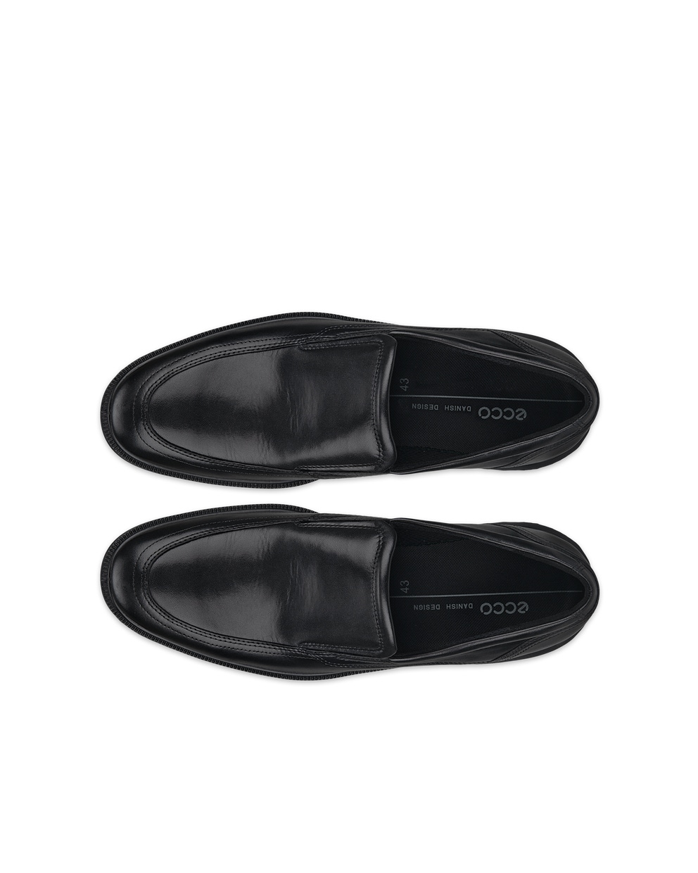 Men's ECCO® Maitland Leather Apron-Toe Slip-On - Black - Top left pair