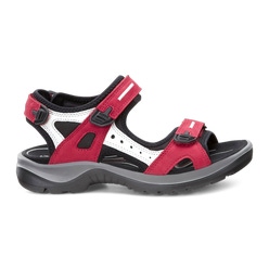 Women's ECCO® Offroad Nubuck Outdoor Sandal - Red - Outside