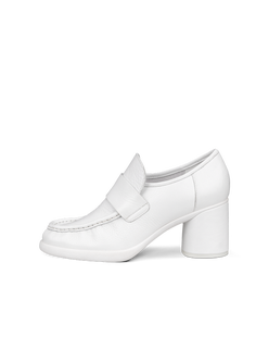 Women's ECCO® Sculpted LX 55 Leather Block-Heeled Loafer - White - Outside