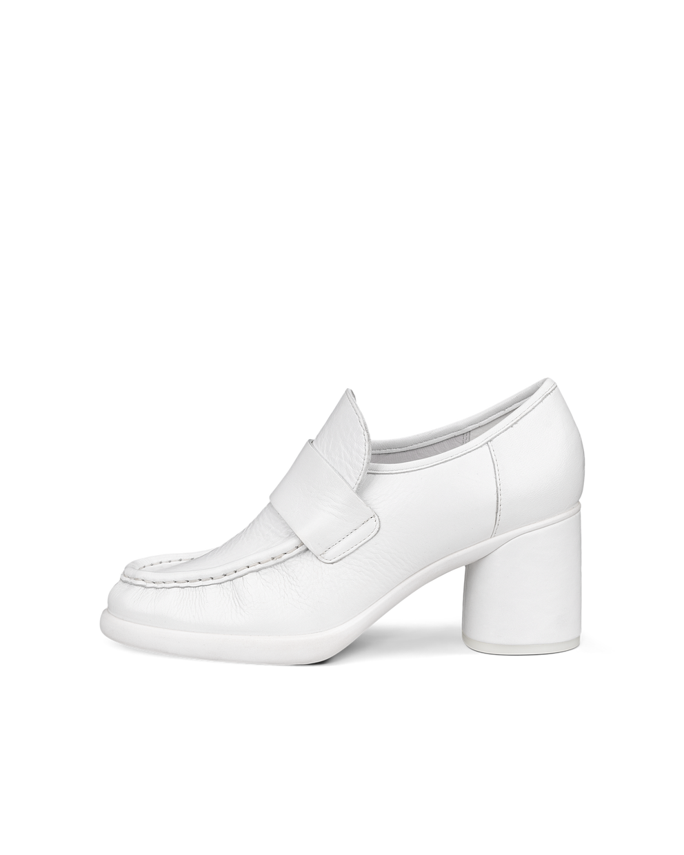 ECCO® Sculpted LX 55 mocassins en cuir à talon carré pour femme - Blanc - Outside