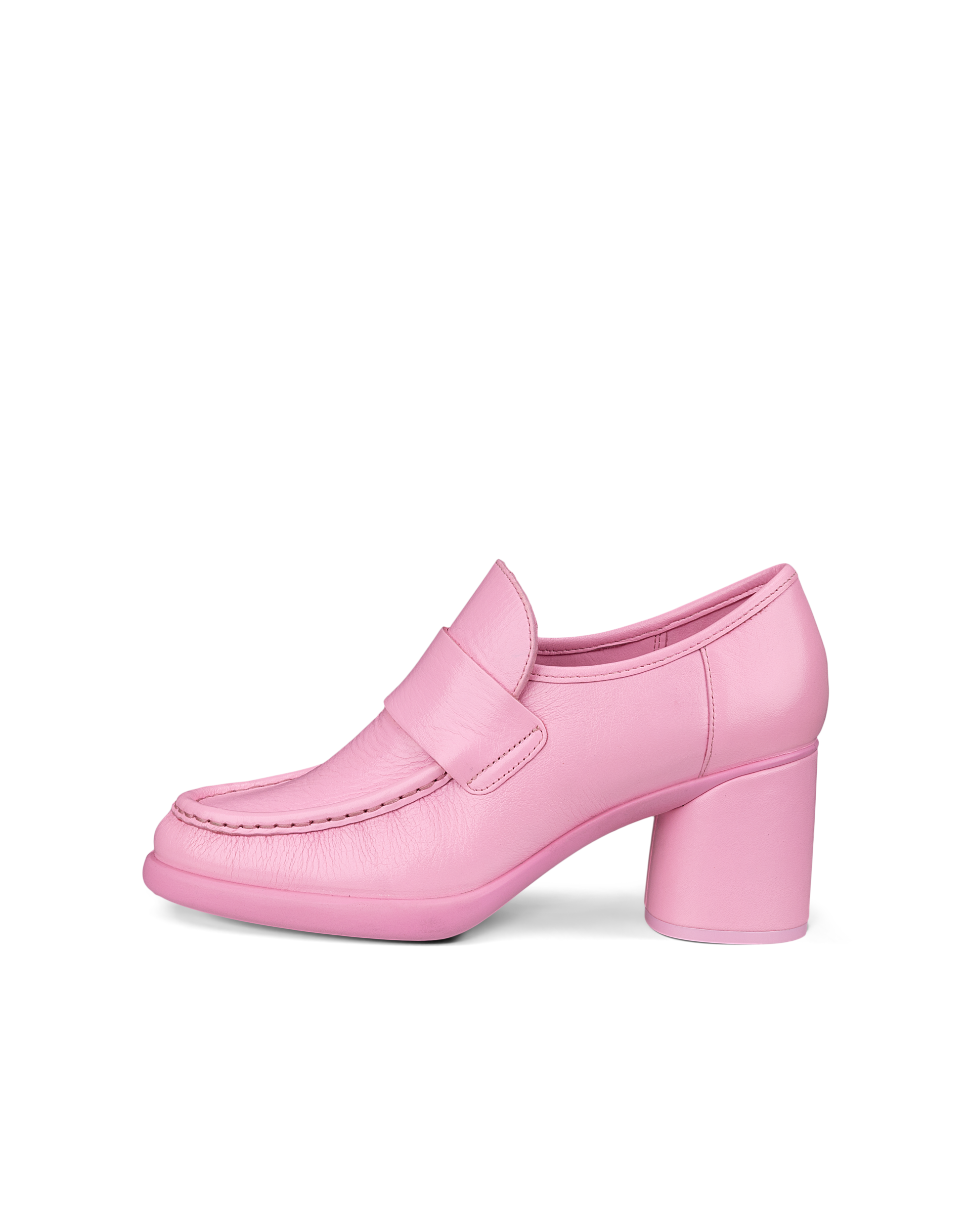 Women's ECCO® Sculpted LX 55 Leather Block-Heeled Loafer - Pink - Outside