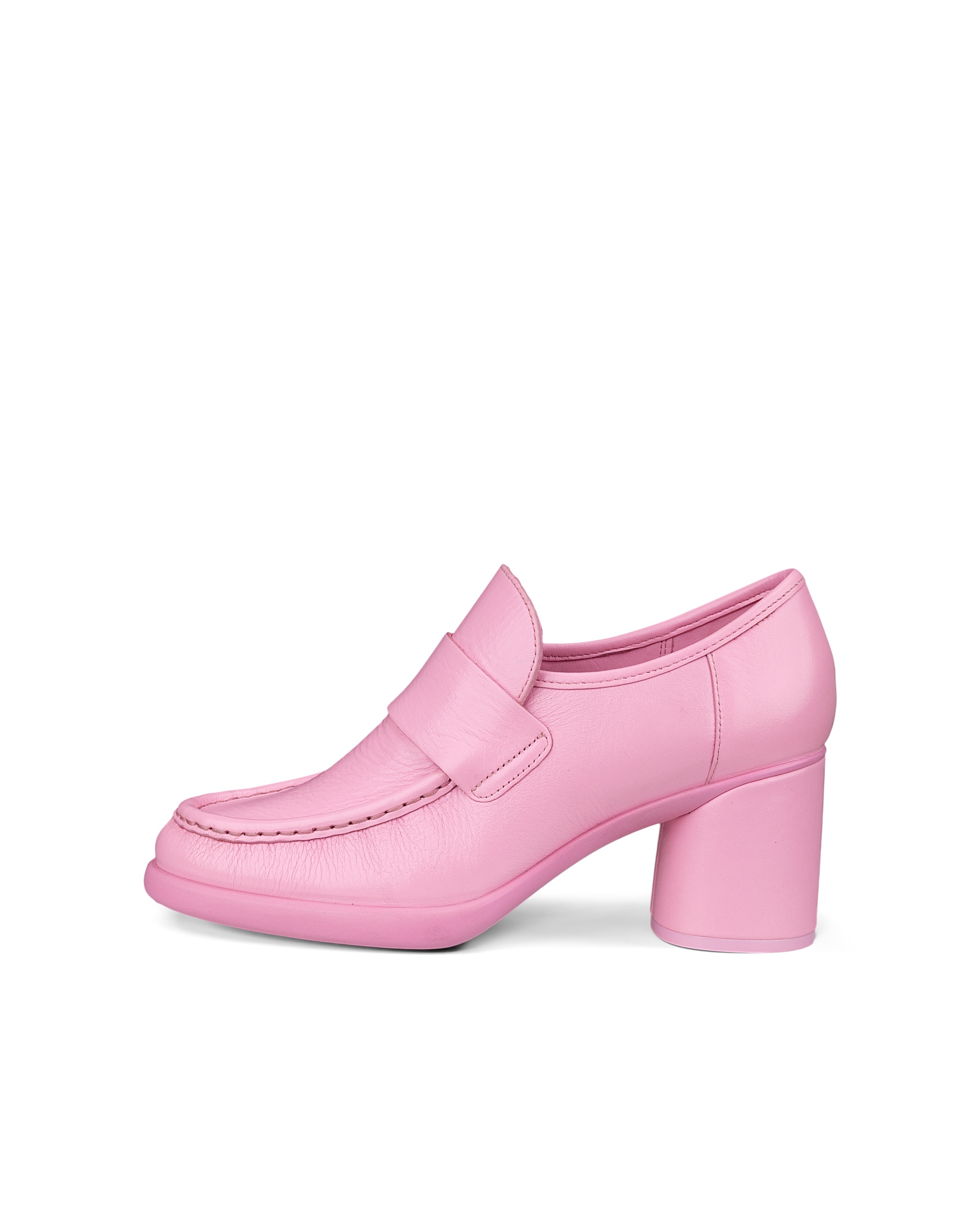 Women's ECCO® Sculpted LX 55 Leather Block-Heeled Loafer - Pink - Outside