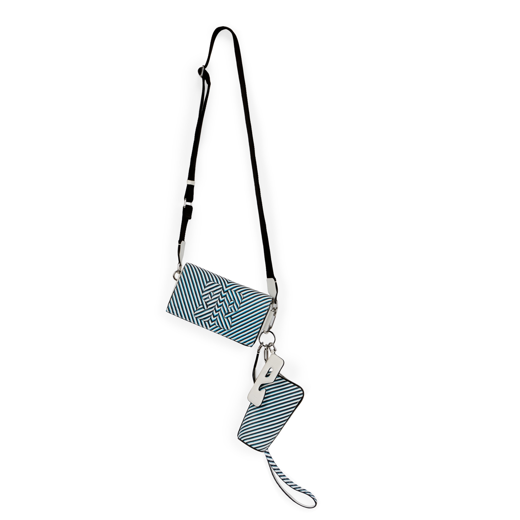 ECCO® E Stack Stripe Leather Phone Bag - Blue - Detail-1