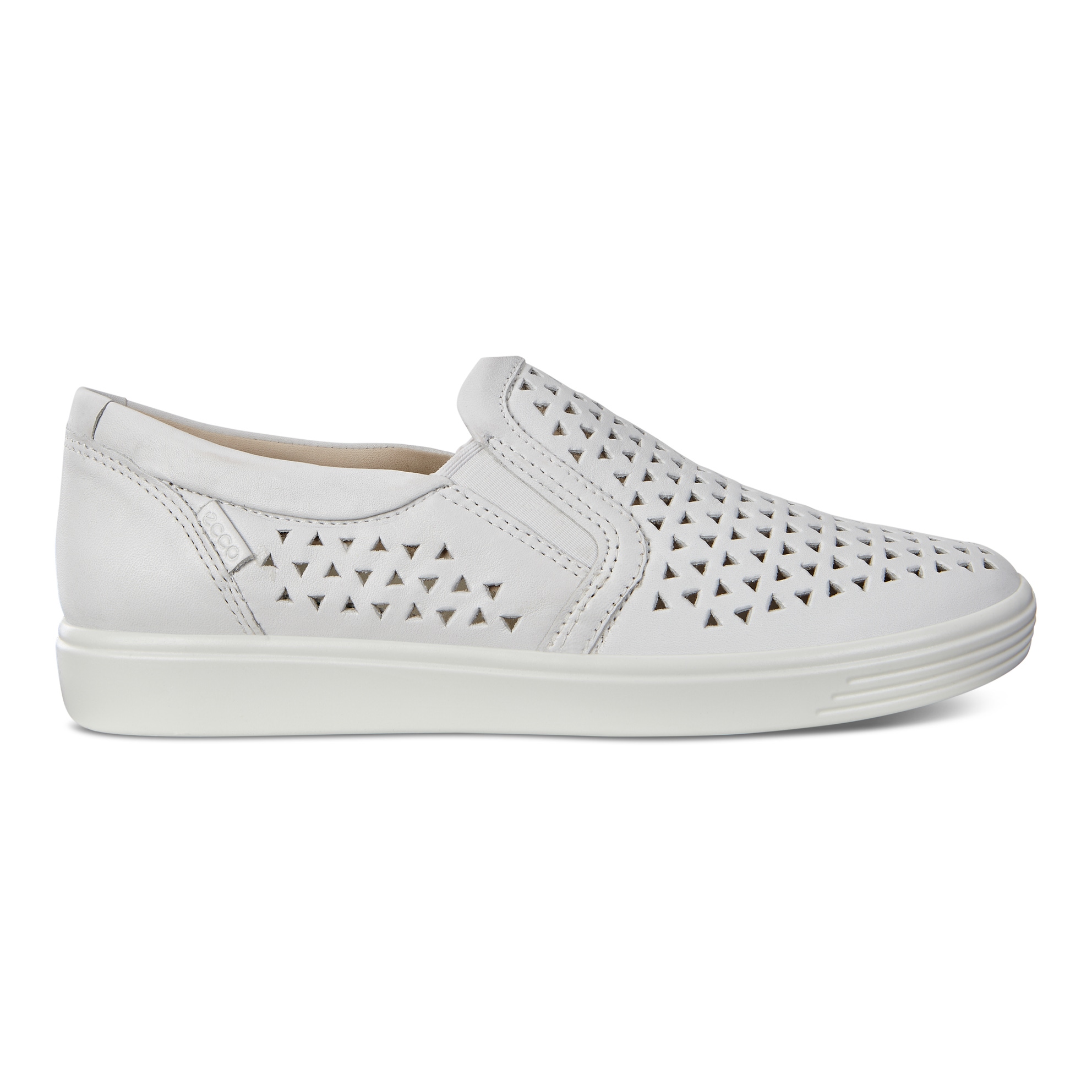 Women's ECCO® Soft 7 Leather Slip-On Sneaker - White - Outside