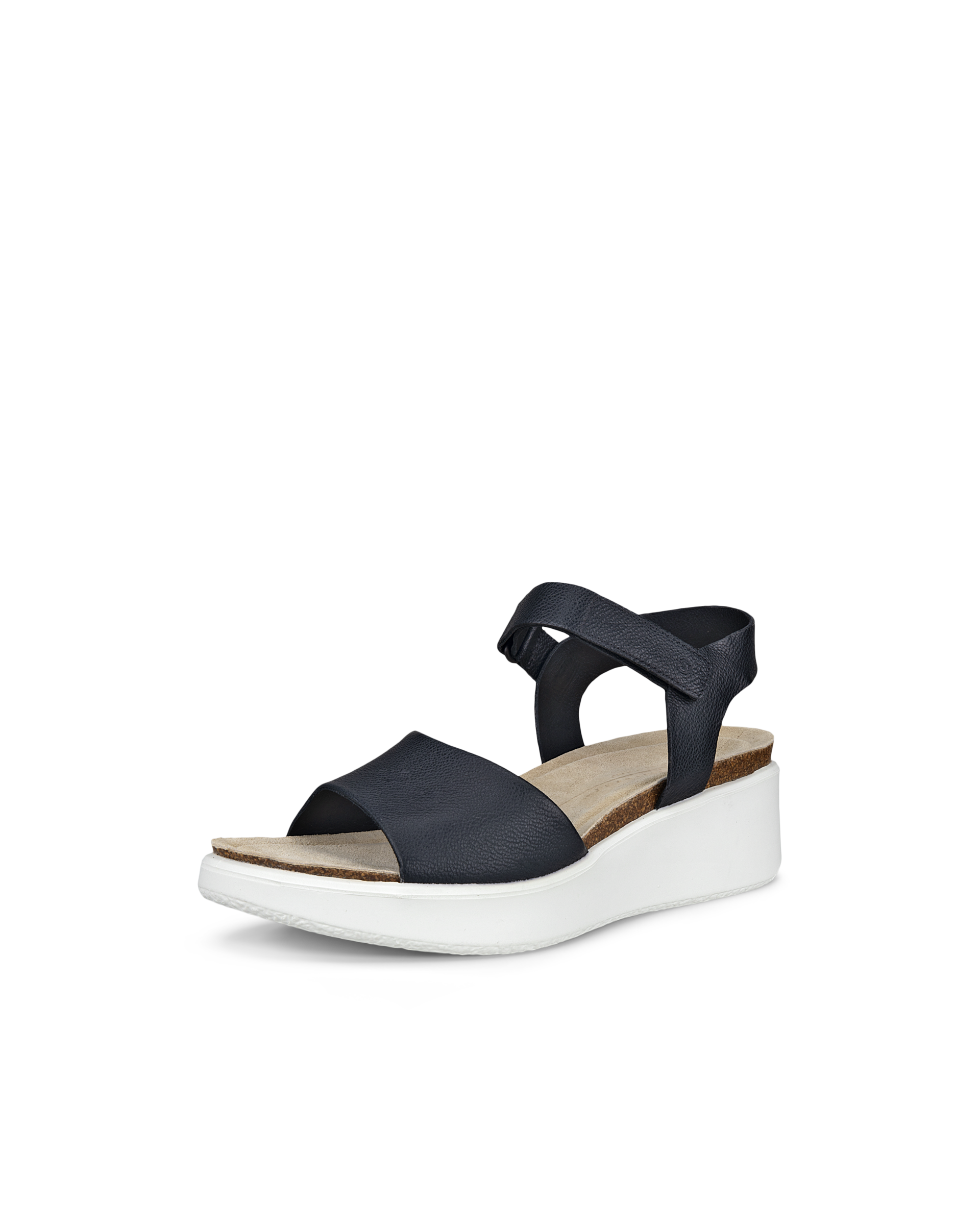 ECCO® Flowt sandale compensée liège et cuir pour femme - Noir - Main