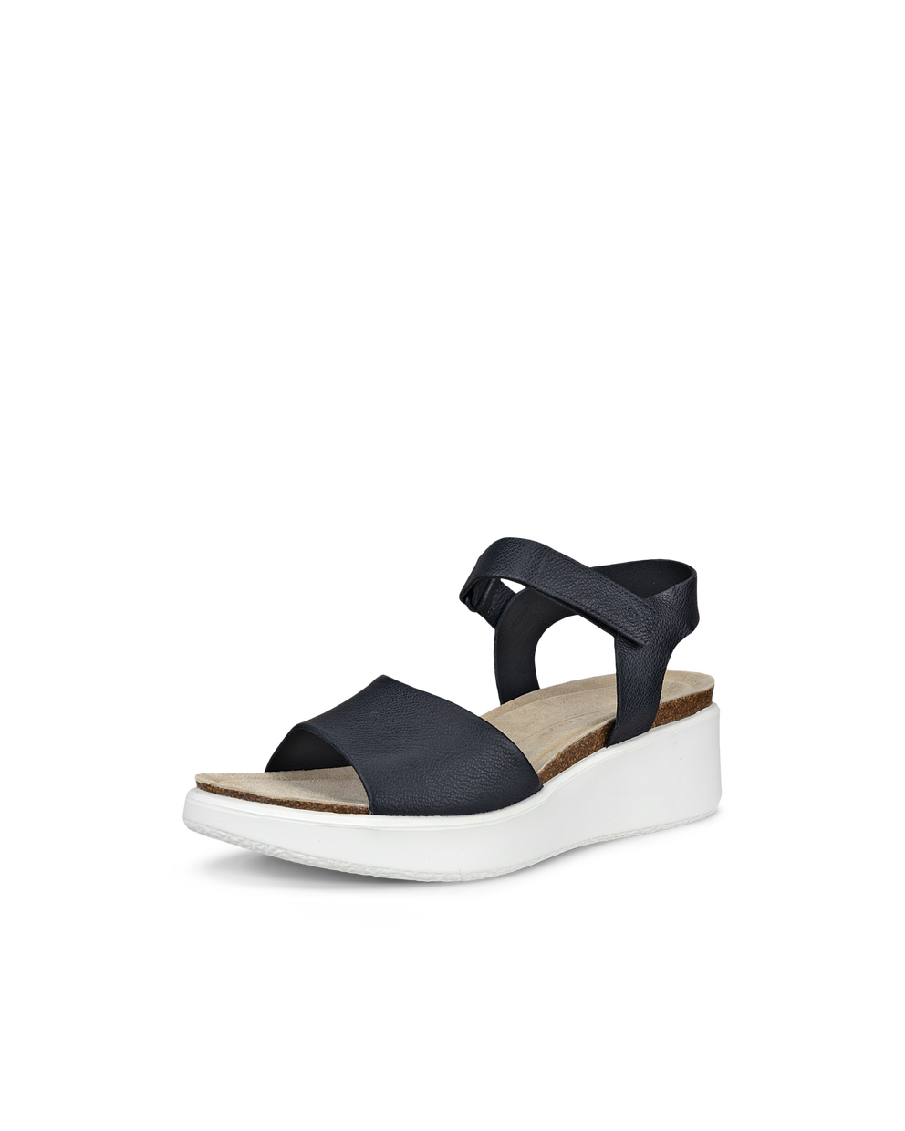 ECCO® Flowt sandale compensée liège et cuir pour femme - Noir - Main