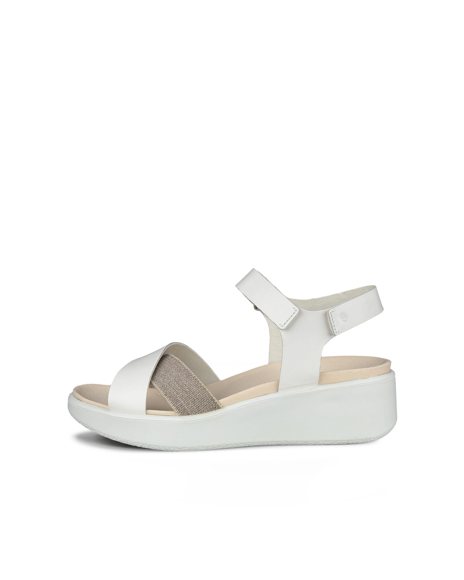 Women's ECCO® Flowt LX Leather Wedge Sandal - White - Outside