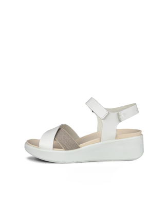 Women's ECCO® Flowt LX Leather Wedge Sandal - White - Outside