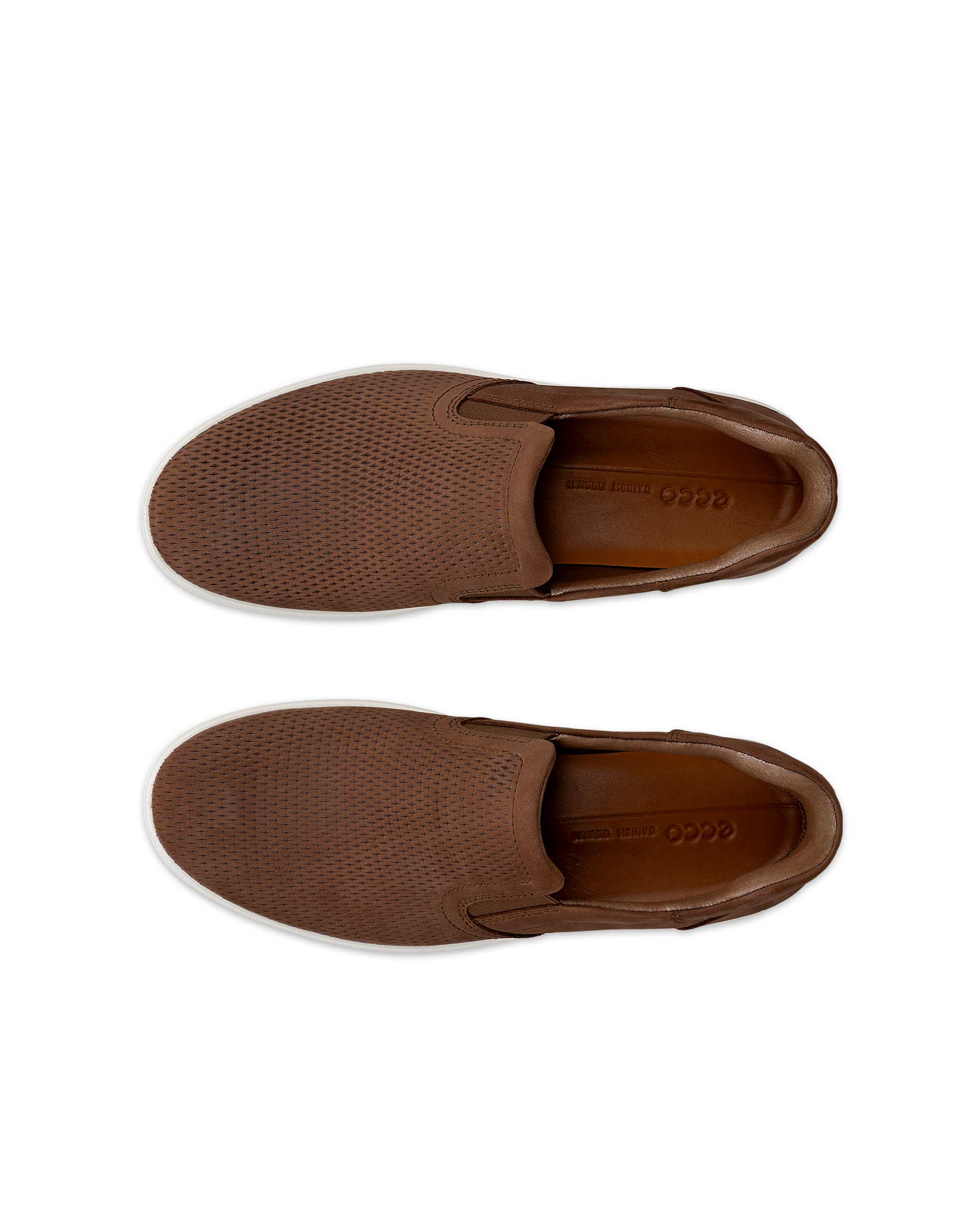 Men's ECCO® Soft 7 Nubuck Slip-In Shoe - Brown - Top left pair