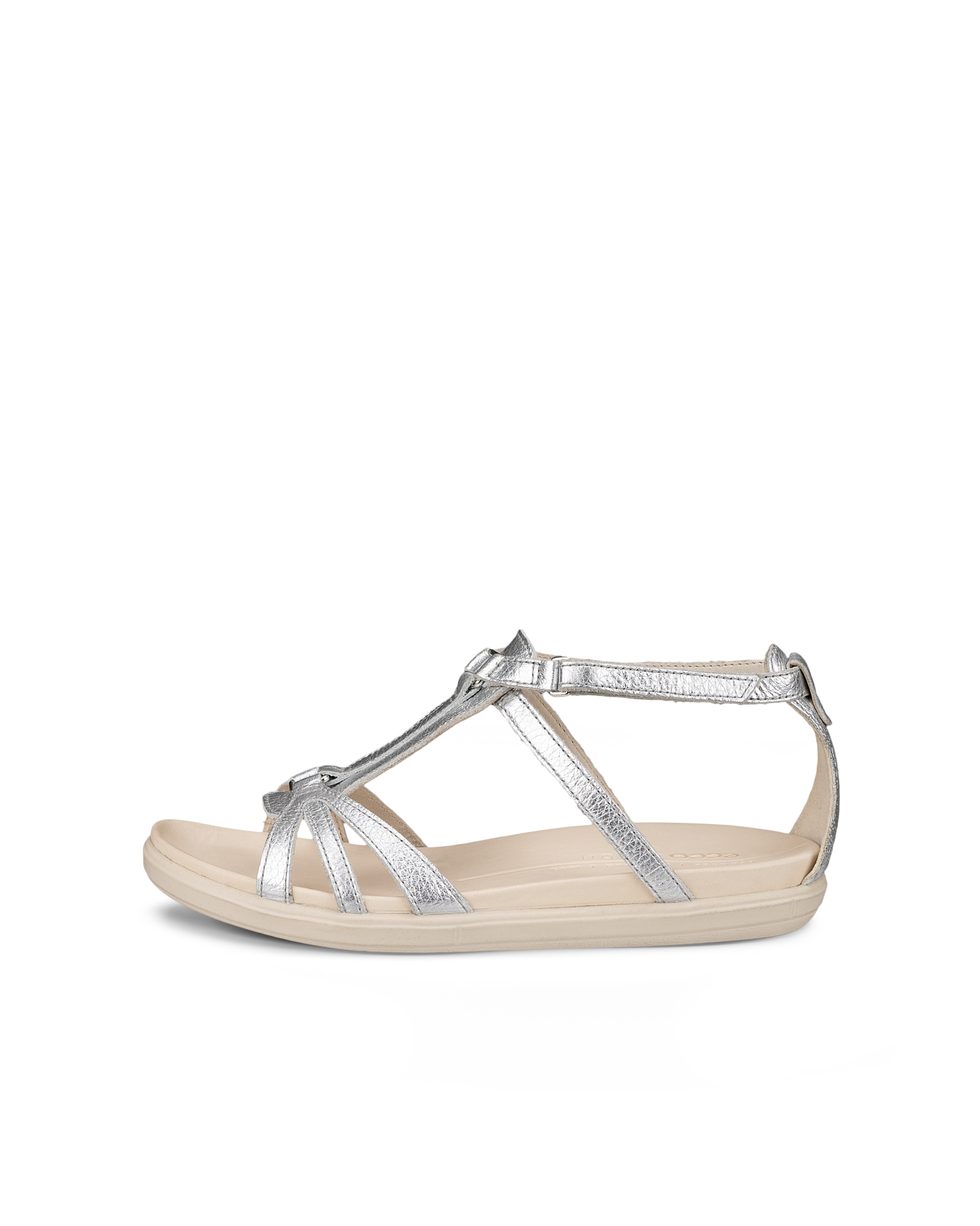 Women's ECCO® Simpil Leather Flat Sandal - Metallics - Outside