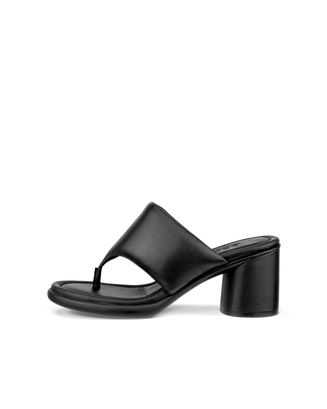 Women's ECCO® Sculpted LX 55 Leather Thong Heel Sandal - Black - Outside