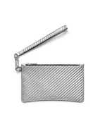 ECCO® Wristlet Metallic Leather Pouch Bag - Silver - Main