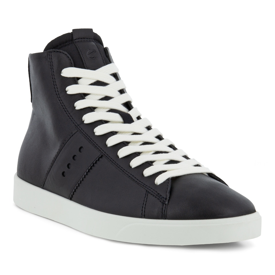 Women s ECCO Street Lite Leather High Top Sneaker Black