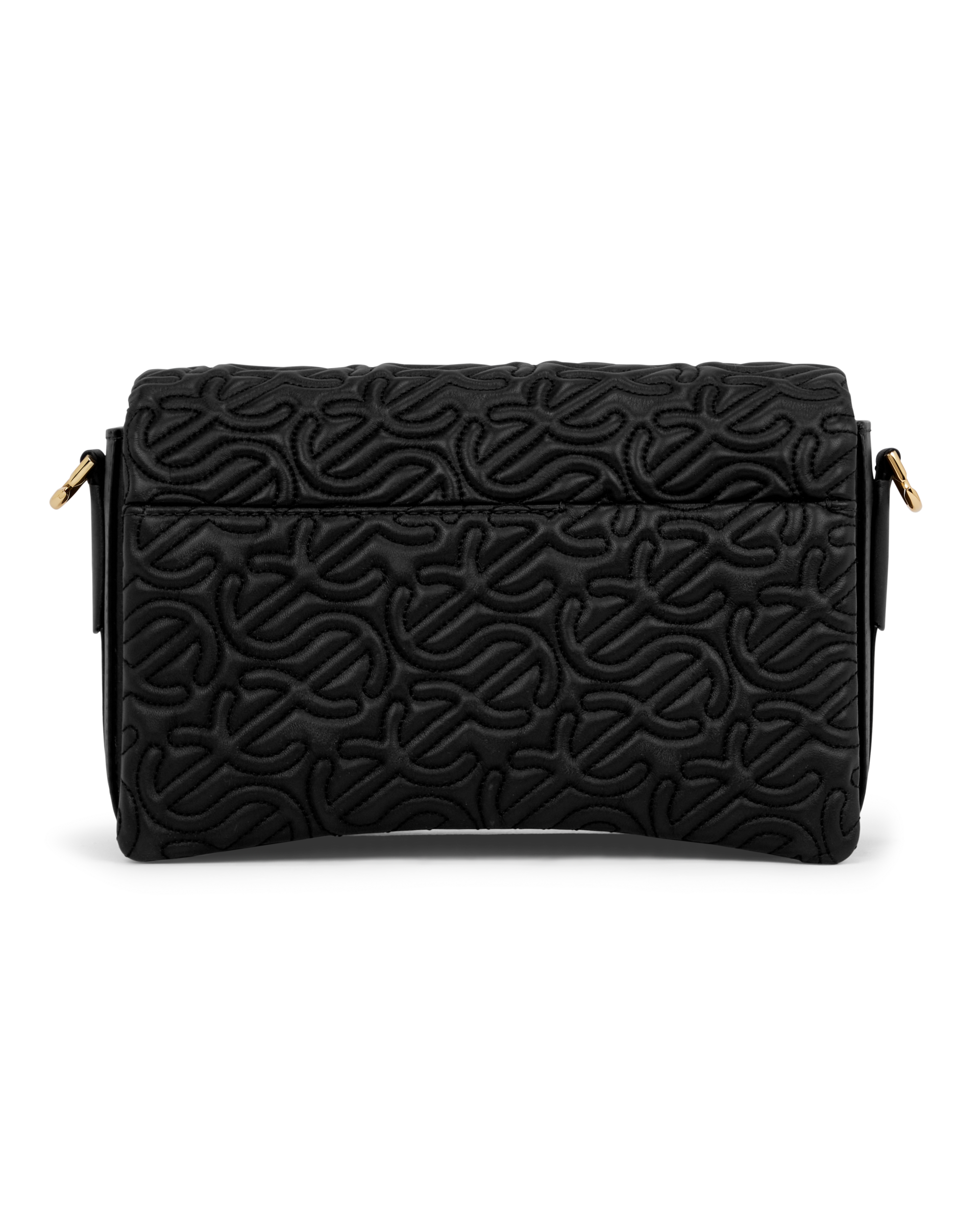 ECCO® Pinch Large Quilted Wave Leather Crossbody Bag - Black - Back