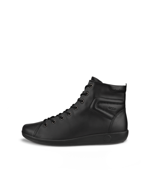 Zapatillas altas de piel para caminar ECCO® Soft 2.0 para mujer - Negro - Outside