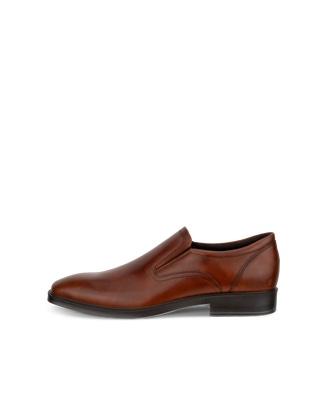 Men's ECCO® Metropole Milan Leather Slip-On Derby Shoe - Brown - Outside