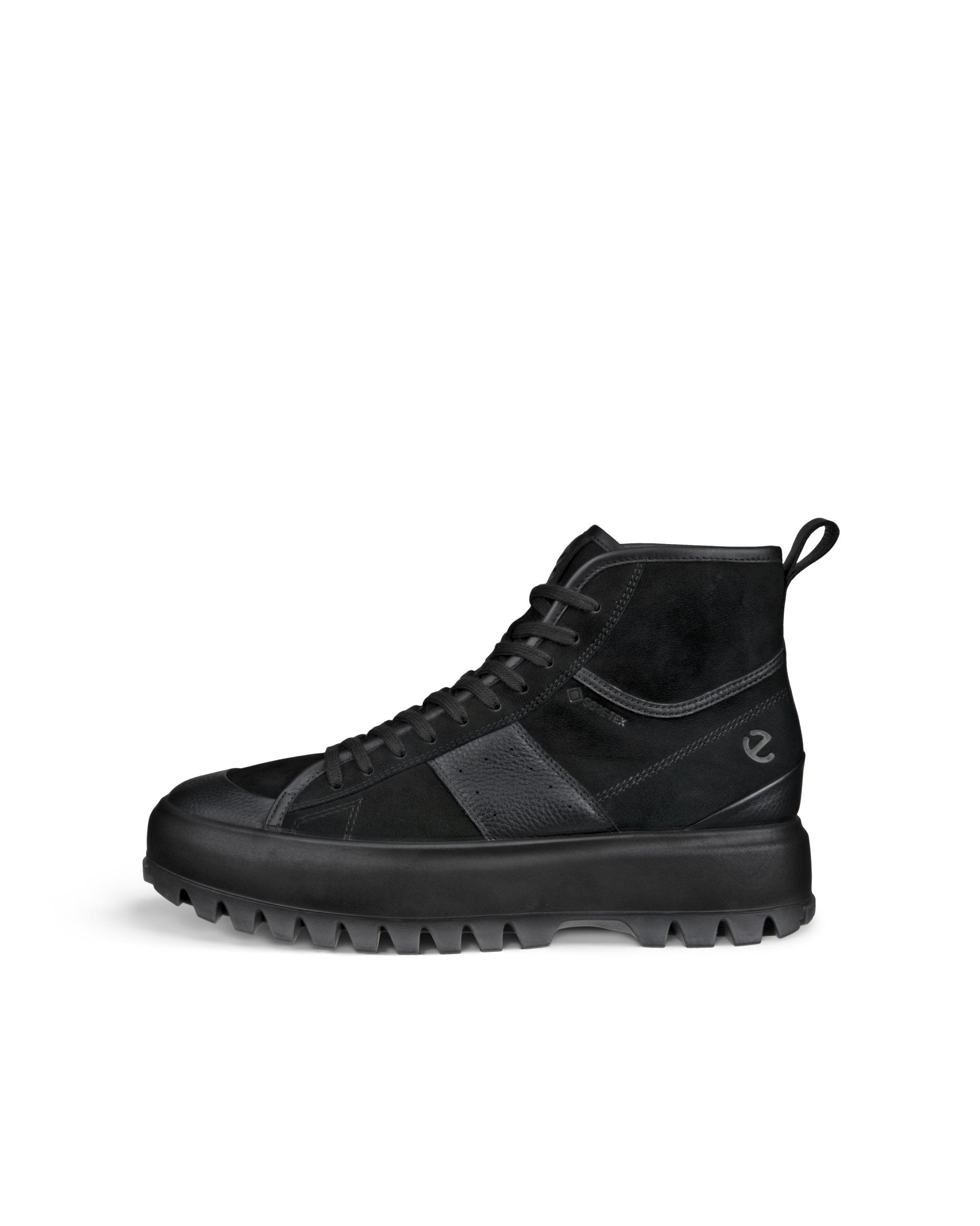 Men's ECCO® Street Ace Rugged Nubuck Gore-Tex High-Top Sneaker - Black - Outside