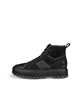 Men's ECCO® Street Ace Rugged Nubuck Gore-Tex High-Top Sneaker - Black - Outside