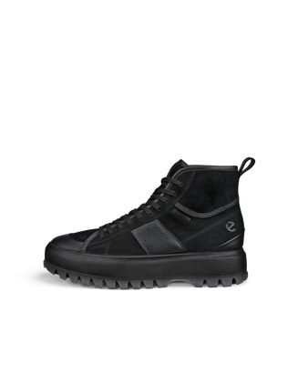 Men's ECCO® Street Ace Rugged Nubuck Gore-Tex High-Top Sneaker - Black - Outside