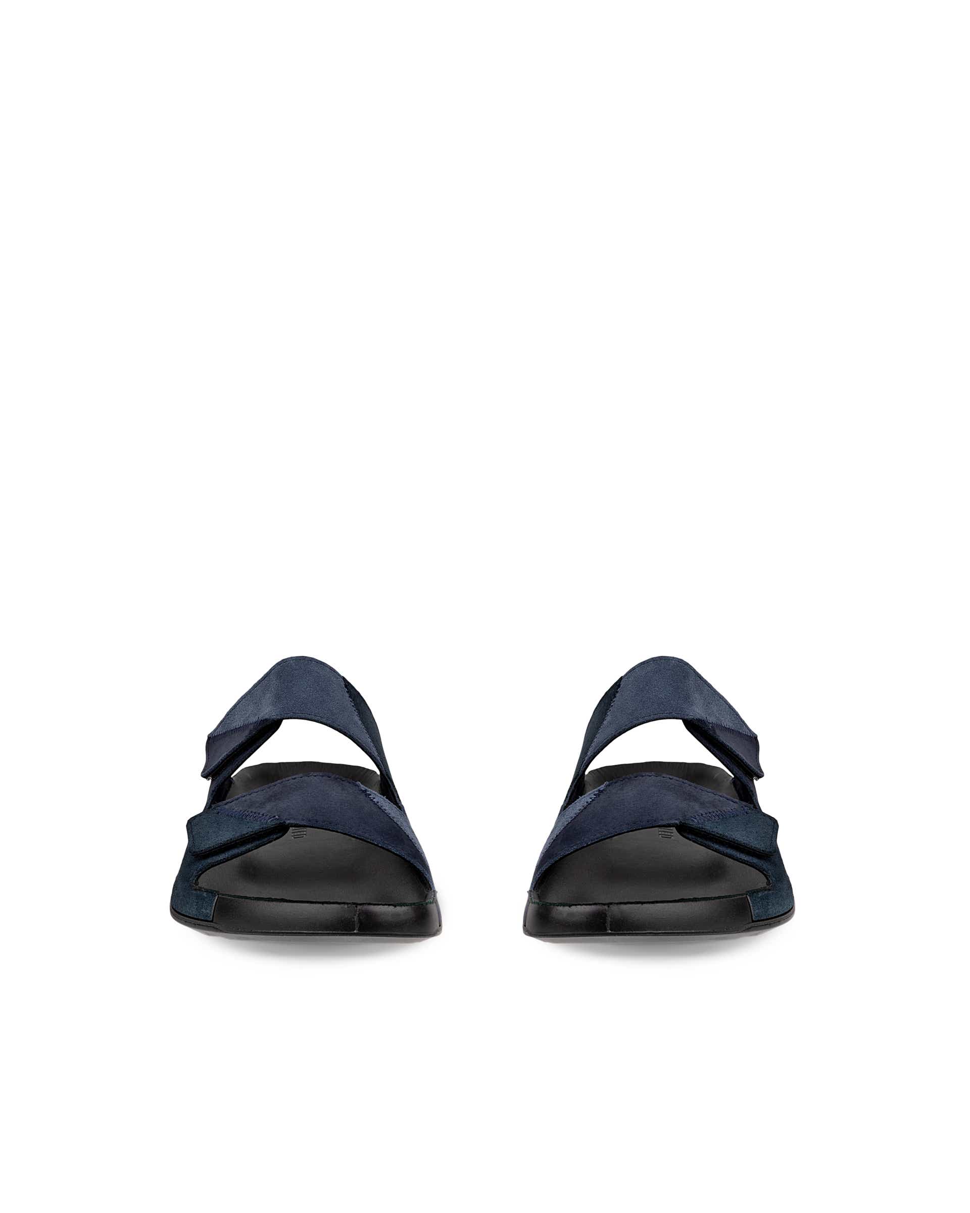 ECCO Cozmo Upcycle Slide メンズ レザー2ストラップサンダル - Blue - Front pair
