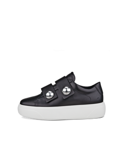 Women's ECCO® Street Platform Leather Sneaker - Black - Outside