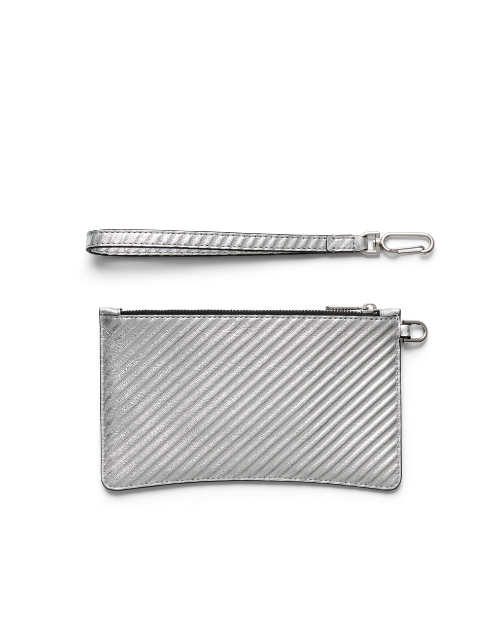 ECCO® Wristlet Metallic Leather Pouch Bag - Silver - Back