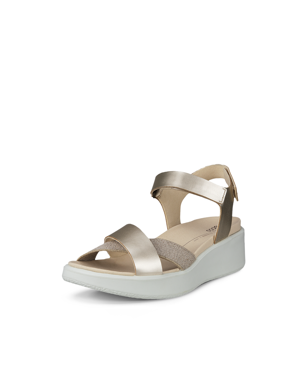 여성용 ECCO® Flowt Wedge LX 가죽 웨지 샌들 - Gold - Main