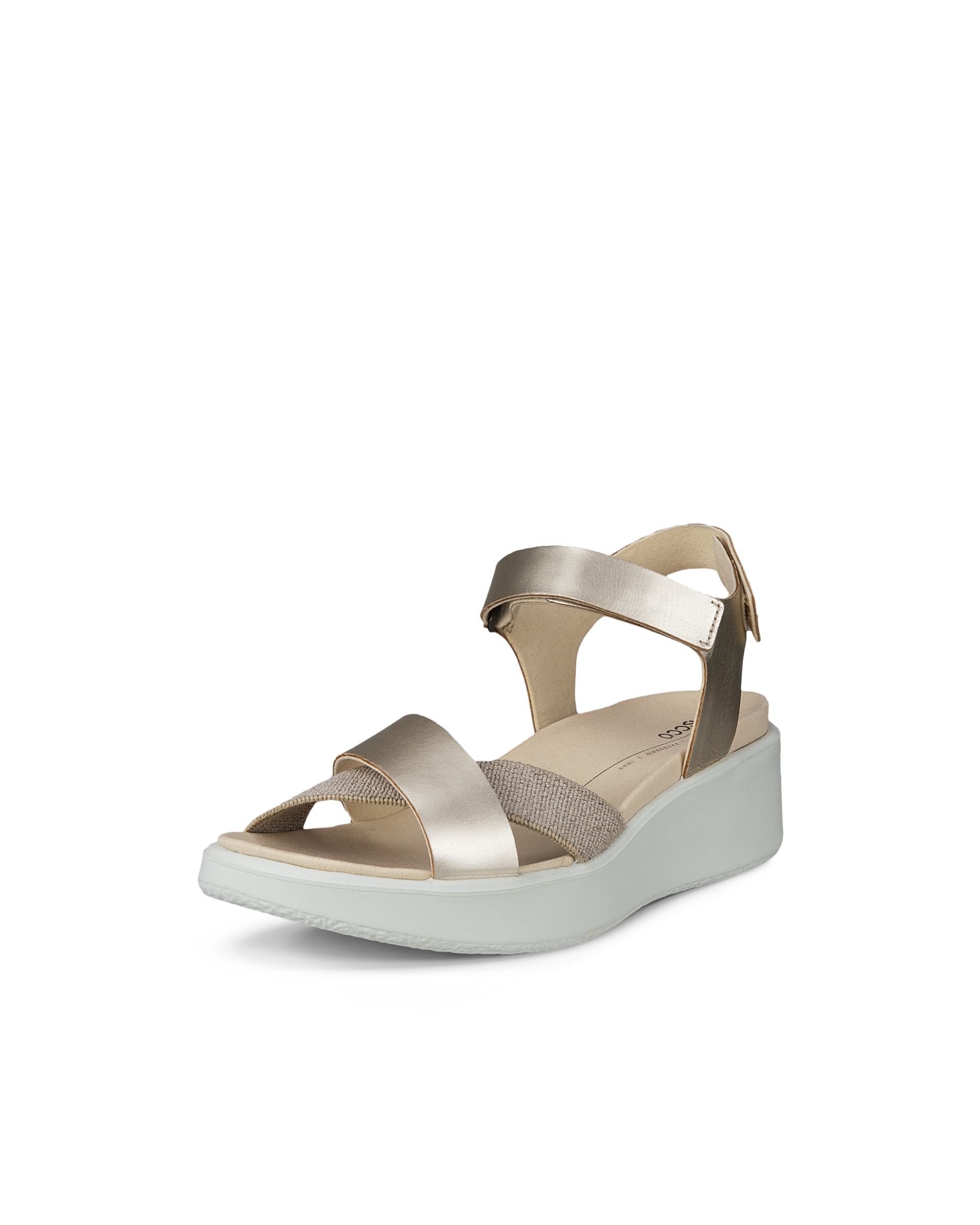 Women's ECCO® Flowt Wedge LX Leather Wedge Sandal - Metallics - Main