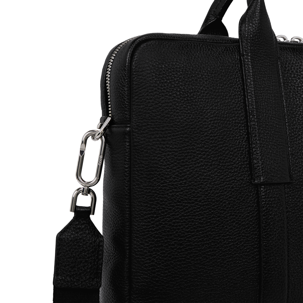 ECCO® Textureblock Leather Laptop Bag - Black - Detail-1