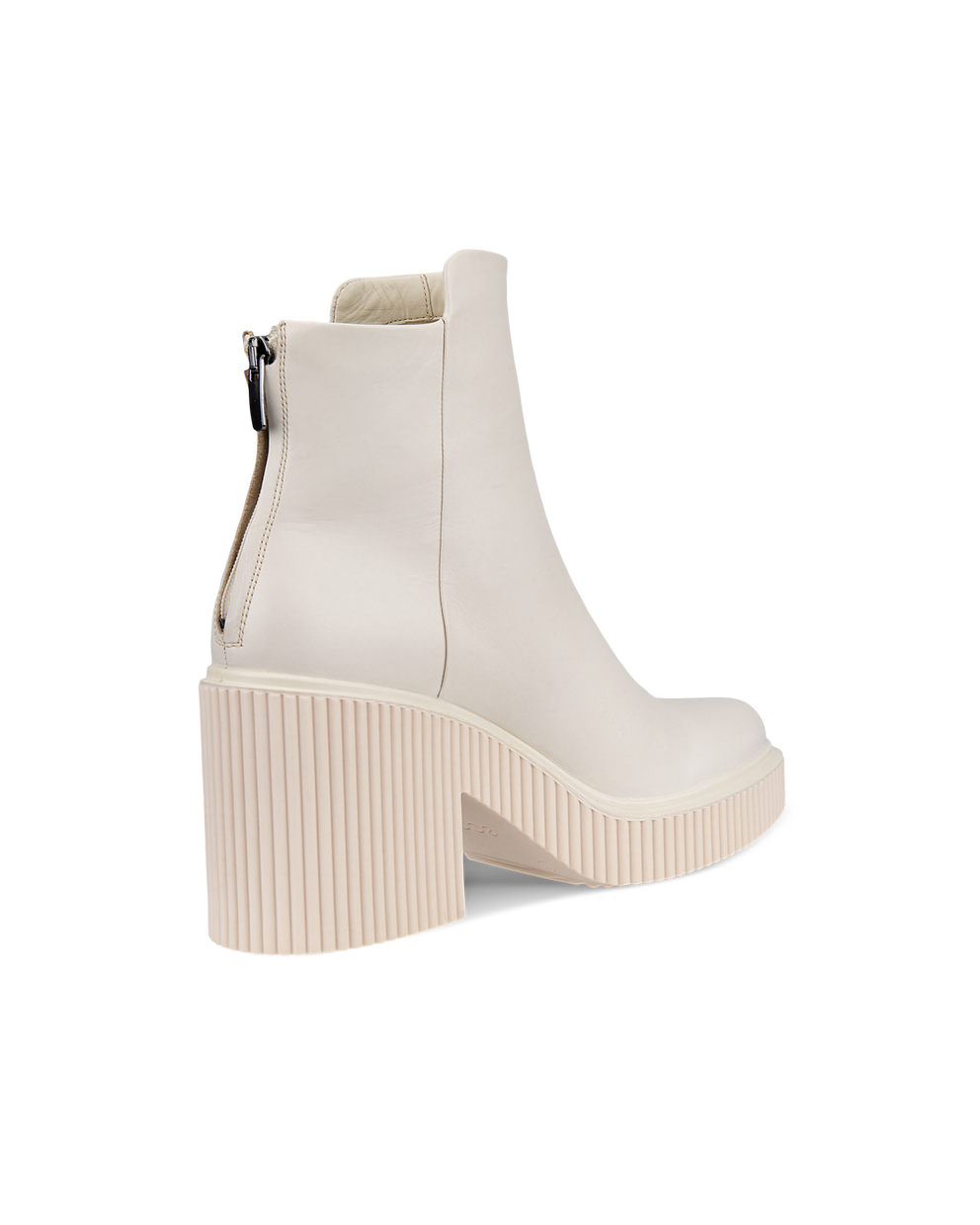 여성용 ECCO Fluted Heel 가죽 앵클 부츠 - Beige - Back