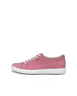 Women's ECCO® Soft 7 Leather Sneaker - Pink - Outside