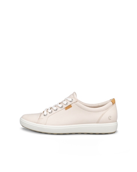 Women s ECCO Soft 7 Leather Slip In Sneaker Beige