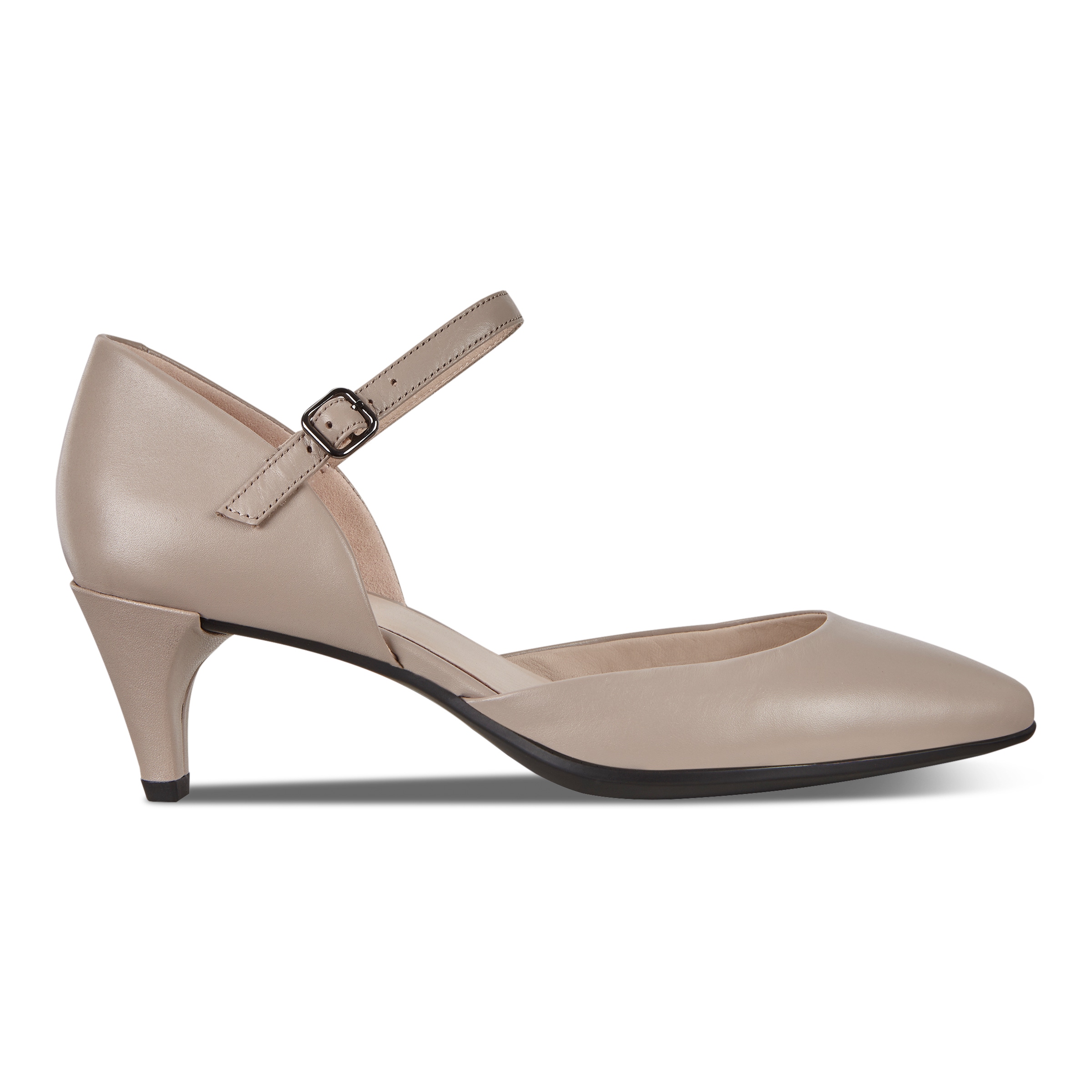 ECCO Women Shape 45 Pointy Sleek Ankle Strap Pump - Grey - Outside