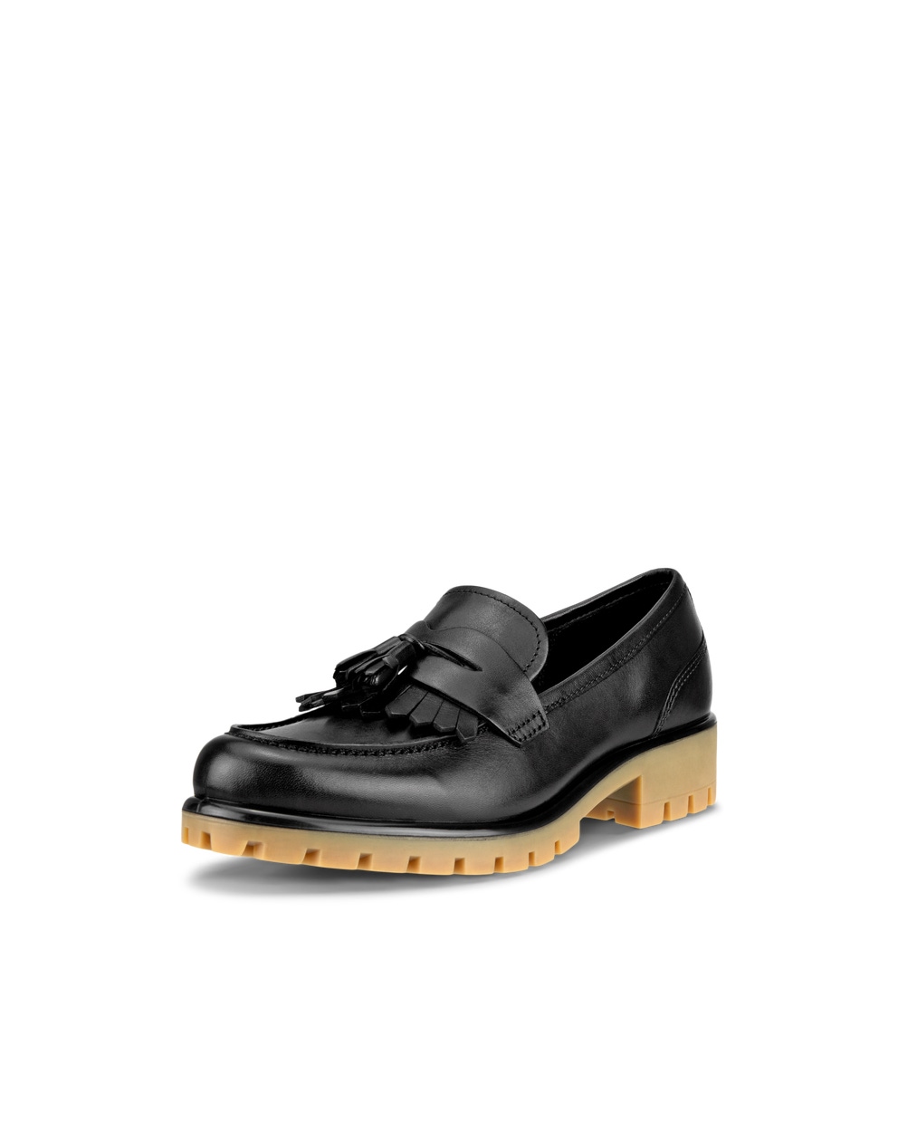 Women's ECCO® Modtray Leather Loafer - Black - Main