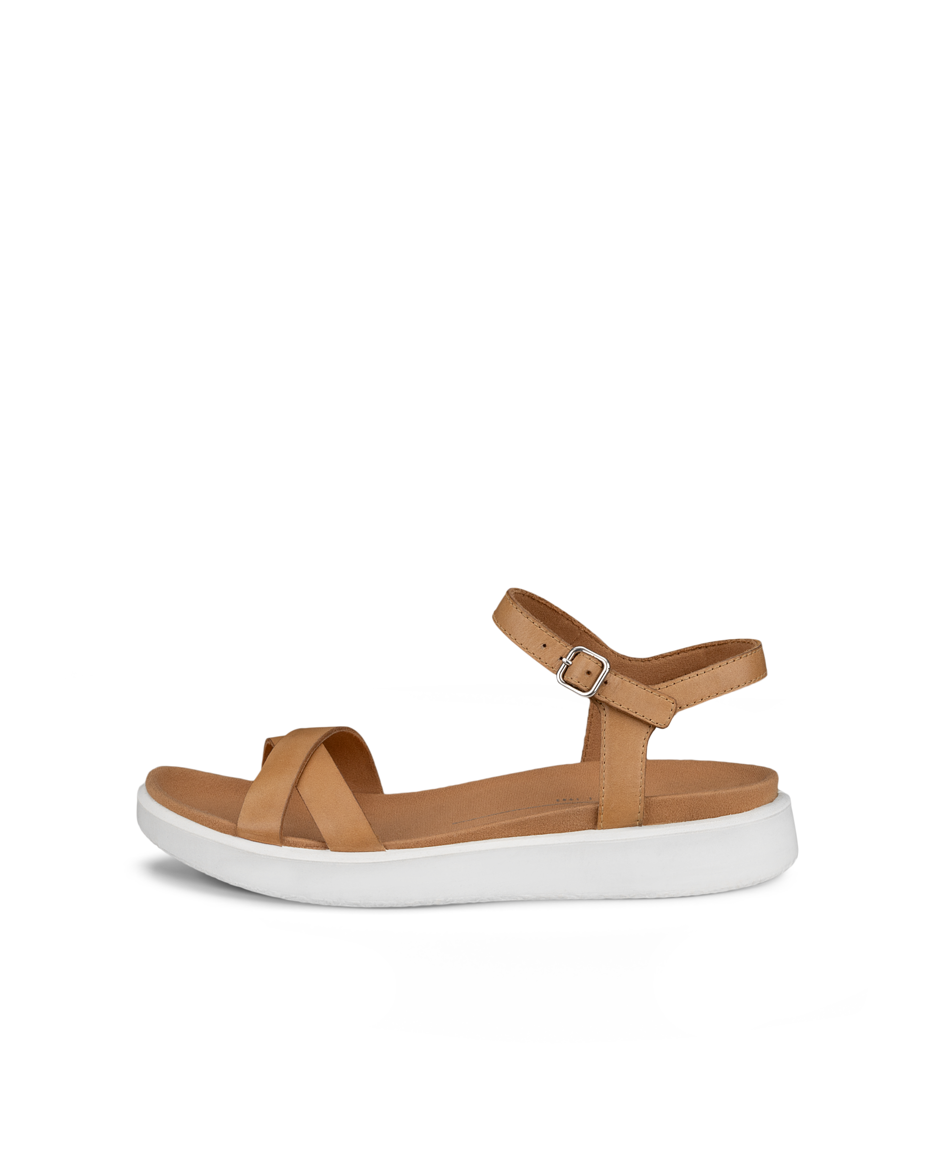 Women's ECCO® Yuma Nubuck Flat Sandal - Brown - Outside