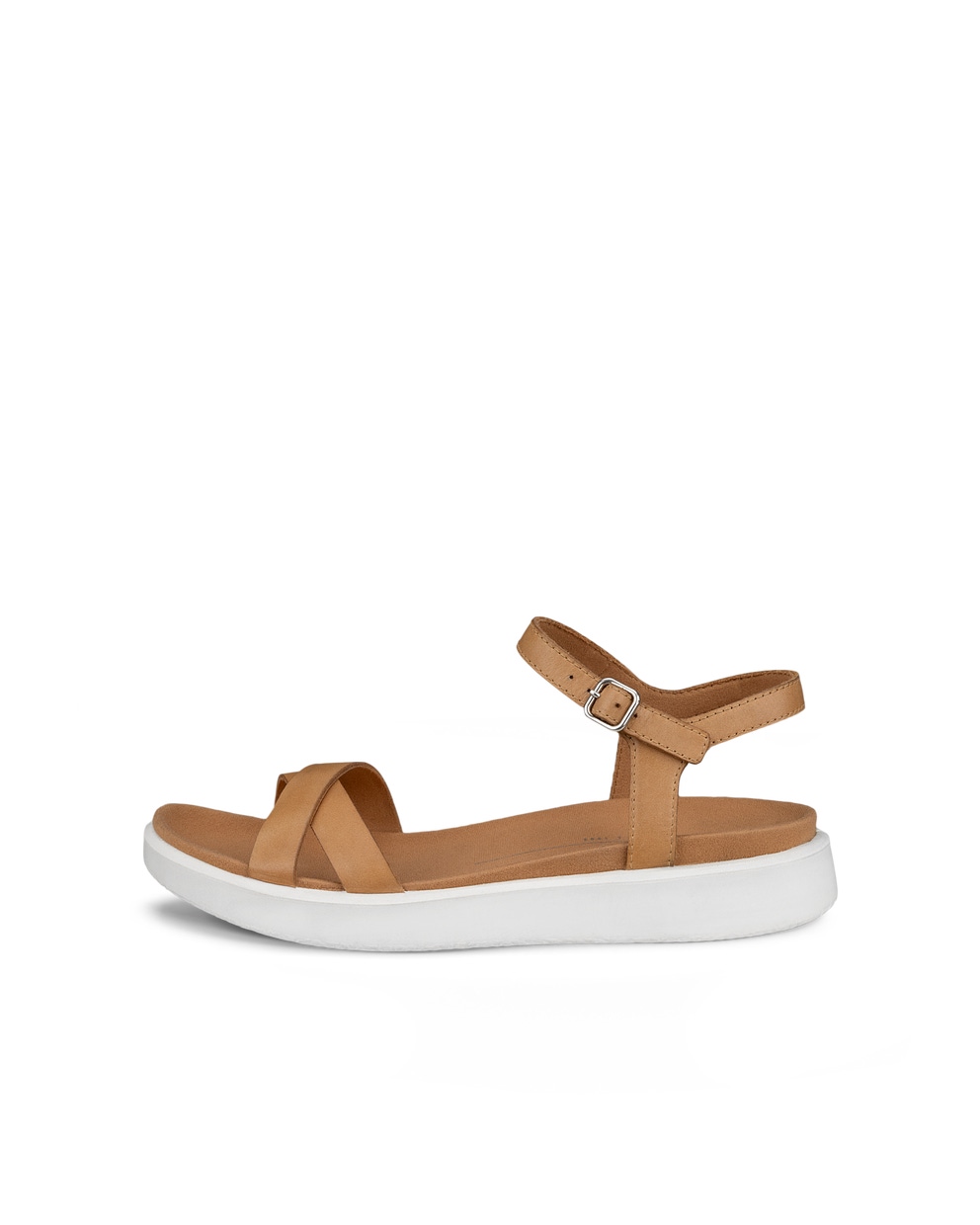 Women's ECCO® Yuma Nubuck Flat Sandal - Brown - Outside