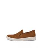 Men's ECCO® Soft 7 Nubuck Sneaker - Brown - Outside