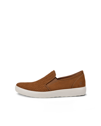 Men's ECCO® Soft 7 Nubuck Sneaker - Brown - Outside