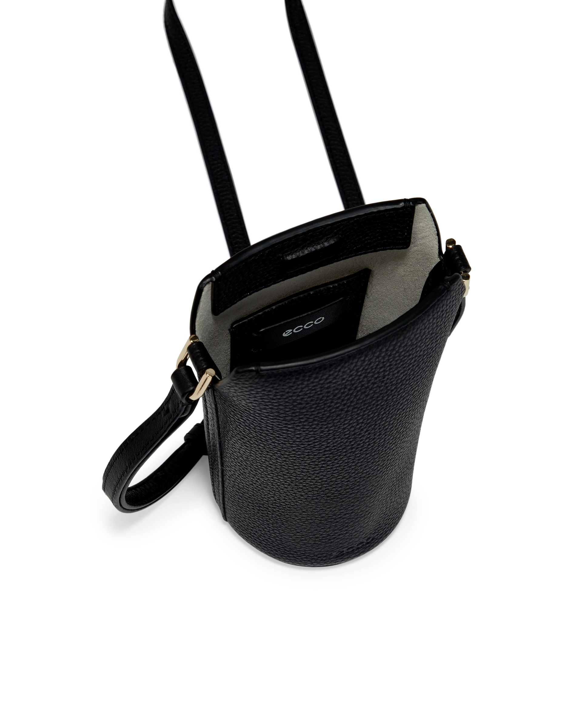 ECCOยฎ Pot Textureblock Leather Crossbody Bag - Black - Inside