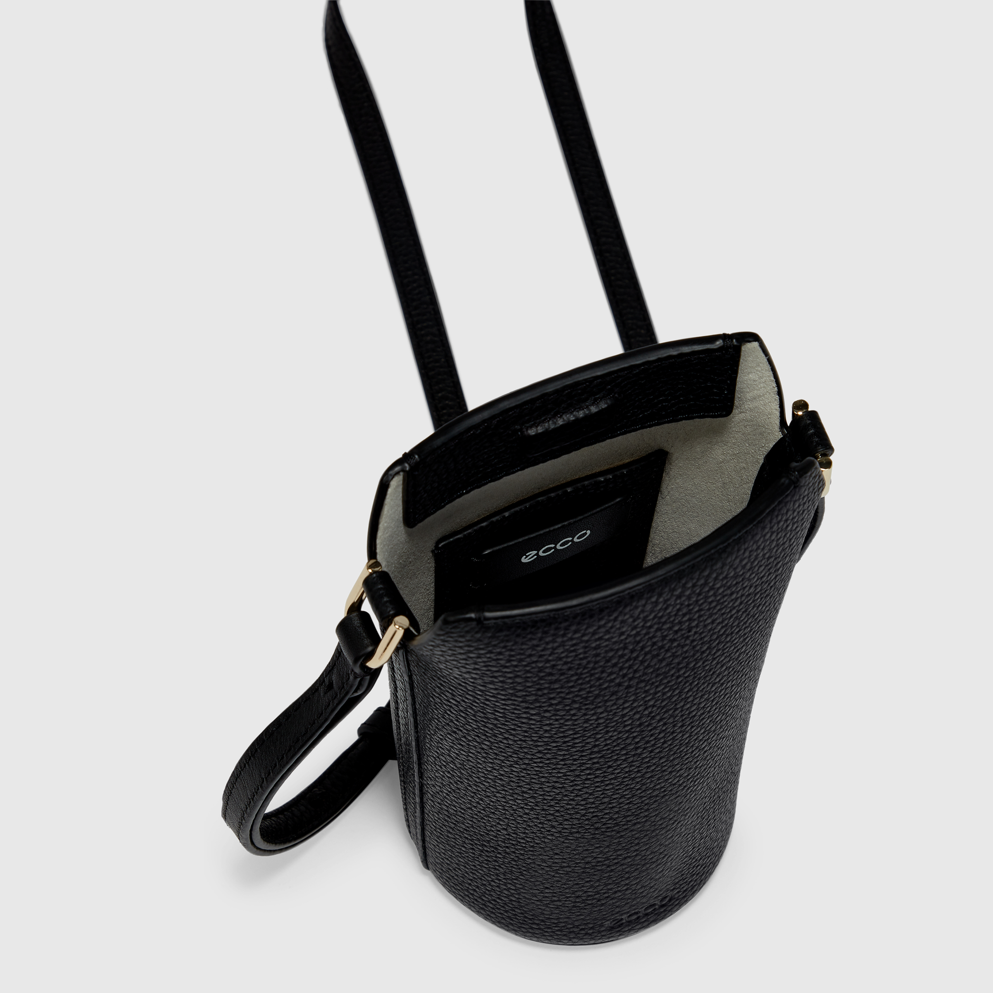 ECCO® Pot Textureblock Leather Crossbody Bag - Black - Inside